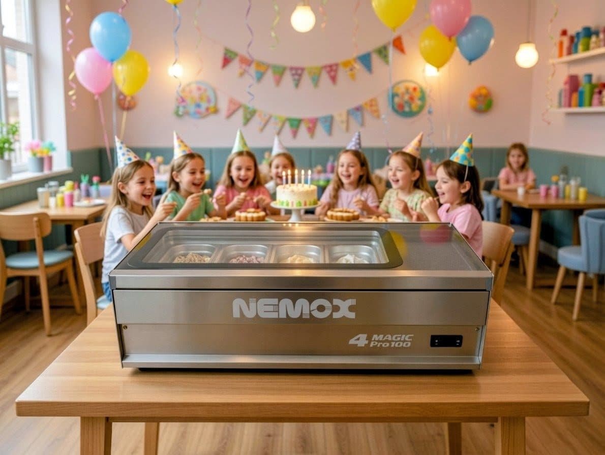 Countertop gelato display at a children’s birthday party